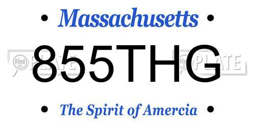 855THG Massachusetts License Plate
