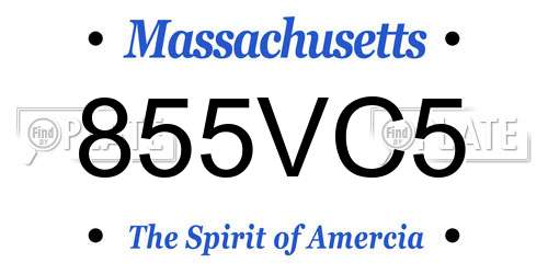 855VC5 Massachusetts License Plate