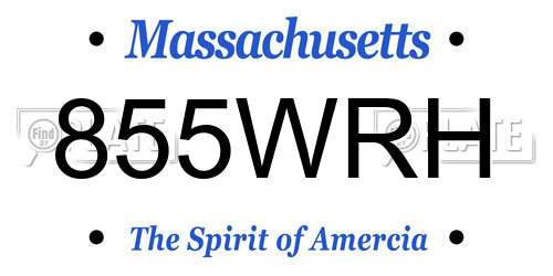 855WRH Massachusetts License Plate