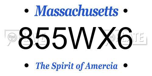 855WX6 Massachusetts License Plate