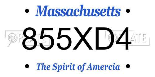 855XD4 Massachusetts License Plate