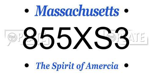 855XS3 Massachusetts License Plate