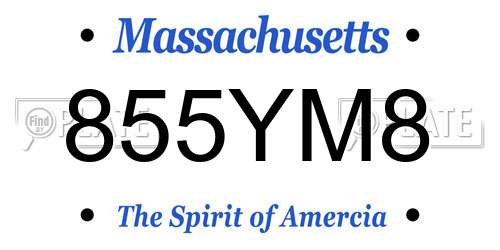 855YM8 Massachusetts License Plate