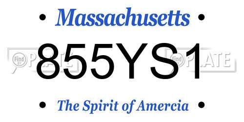 855YS1 Massachusetts License Plate