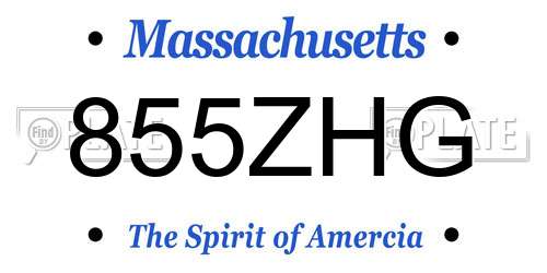 855ZHG Massachusetts License Plate