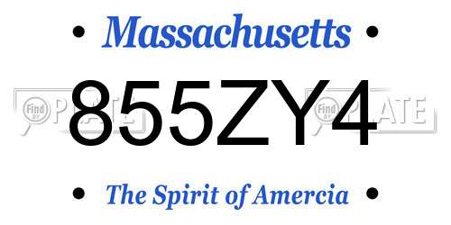 855ZY4 Massachusetts License Plate