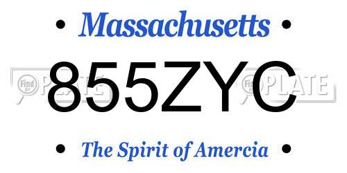 855ZYC Massachusetts License Plate