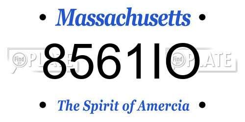 8561IO Massachusetts License Plate