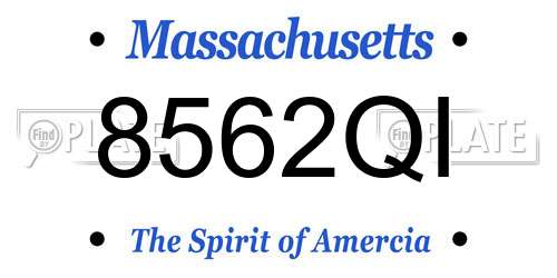 8562QI Massachusetts License Plate