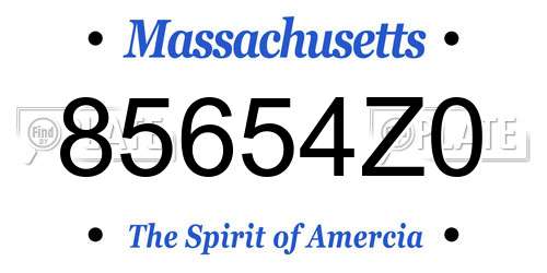 85654Z0 Massachusetts License Plate