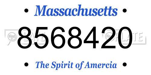 8568420 Massachusetts License Plate