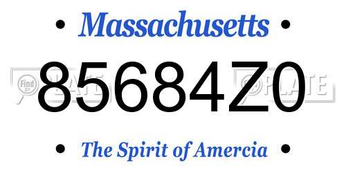 85684Z0 Massachusetts License Plate