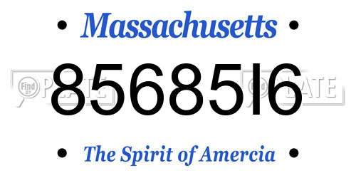 85685I6 Massachusetts License Plate