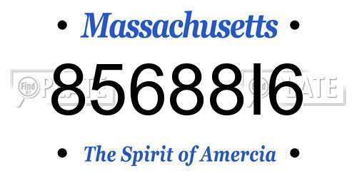 85688I6 Massachusetts License Plate