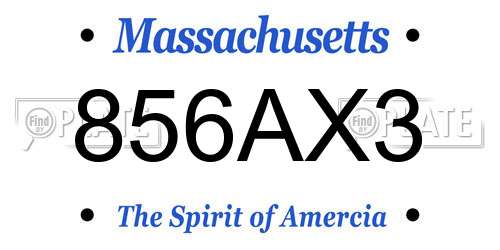 856AX3 Massachusetts License Plate
