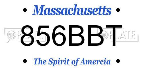 856BBT Massachusetts License Plate