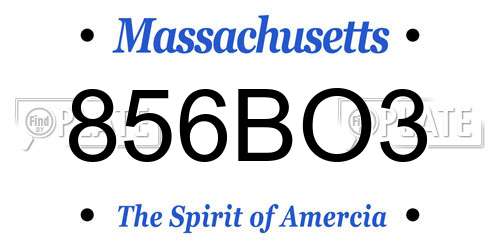 856BO3 Massachusetts License Plate