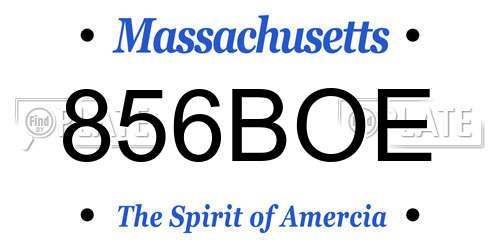 856BOE Massachusetts License Plate