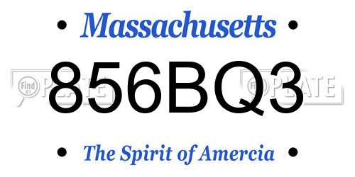 856BQ3 Massachusetts License Plate