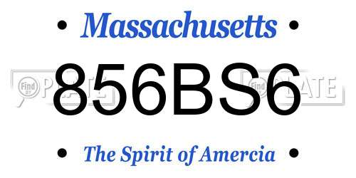 856BS6 Massachusetts License Plate