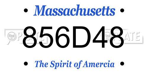 856D48 Massachusetts License Plate