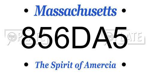 856DA5 Massachusetts License Plate