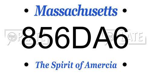 856DA6 Massachusetts License Plate