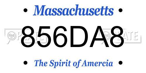 856DA8 Massachusetts License Plate
