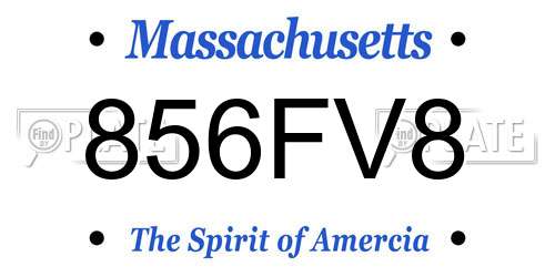 856FV8 Massachusetts License Plate