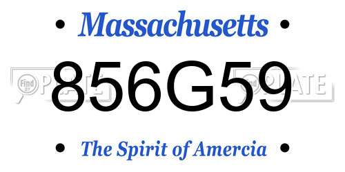 856G59 Massachusetts License Plate