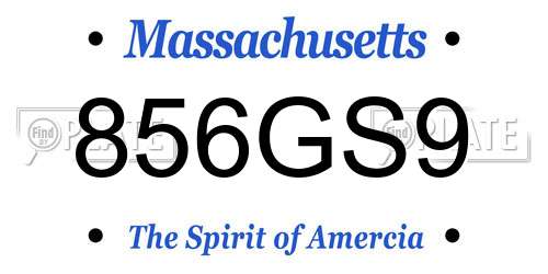 856GS9 Massachusetts License Plate