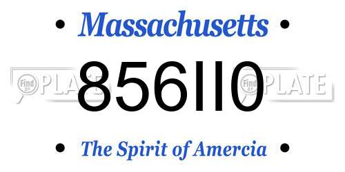856II0 Massachusetts License Plate