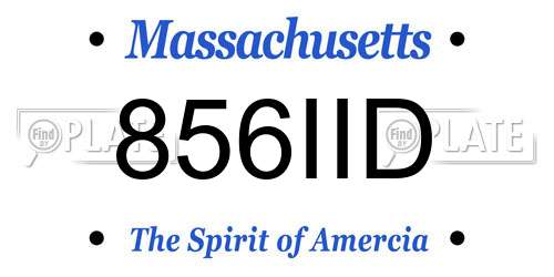 856IID Massachusetts License Plate