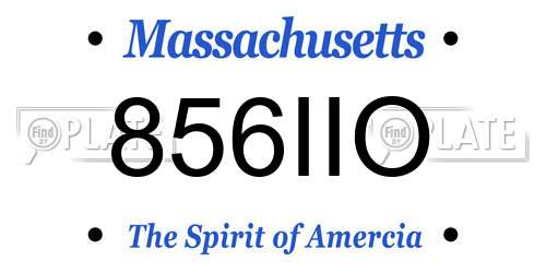 856IIO Massachusetts License Plate