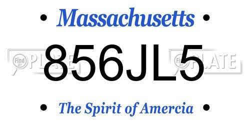 856JL5 Massachusetts License Plate