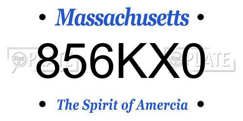 856KX0 Massachusetts License Plate