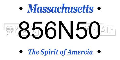 856N50 Massachusetts License Plate
