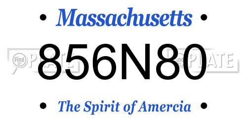 856N80 Massachusetts License Plate