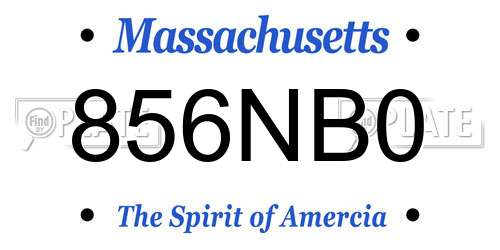 856NB0 Massachusetts License Plate