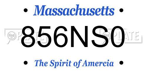 856NS0 Massachusetts License Plate