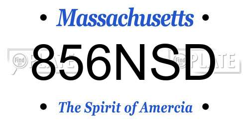 856NSD Massachusetts License Plate