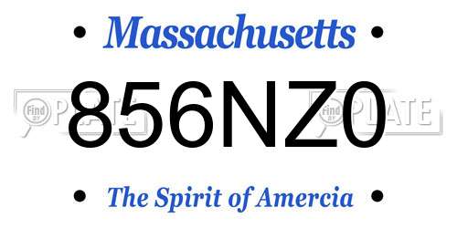 856NZ0 Massachusetts License Plate