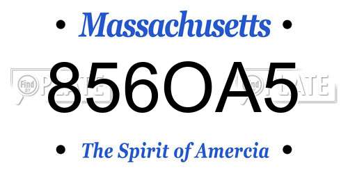 856OA5 Massachusetts License Plate