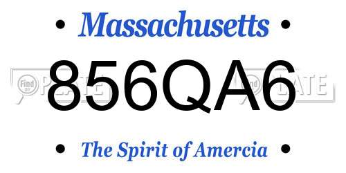 856QA6 Massachusetts License Plate