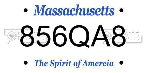 856QA8 Massachusetts License Plate