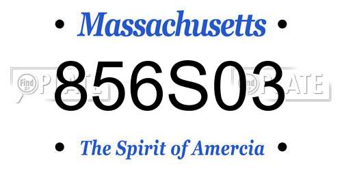 856S03 Massachusetts License Plate