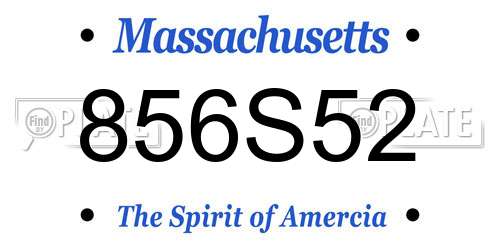 856S52 Massachusetts License Plate