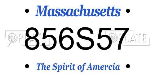 856S57 Massachusetts License Plate