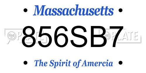 856SB7 Massachusetts License Plate