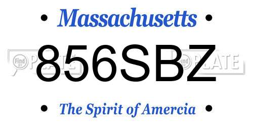 856SBZ Massachusetts License Plate
